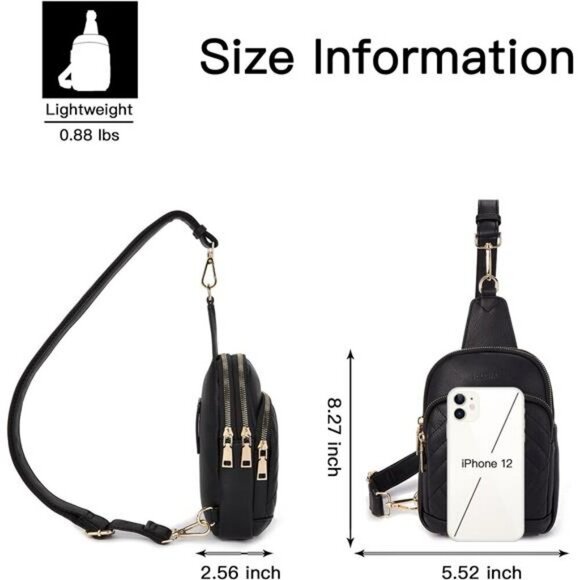 Telena Sling Bag Crossbody Fanny Pack Faux Leather Chest Bag Travel Purse - Picture 6 of 7